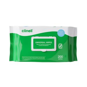 Clinell Universal Cleaning and Disinfectant Wipes for Surfaces - Pack of 200 Regular Wipes - Multi-Purpose. Kills 99.99% of Germs. Effective from 10 Seconds