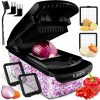 2-in-1 Black Vegetable Cutter - Manual Veggie Onion Salad Food Chopper - Potato Chipper - Veg Chopper and Dicer - Kitchen Tools & Gadgets