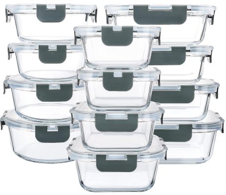 🔥24-Piece Glass Food Storage Set with Airtight Lids – Microwave & Dishwasher Safe